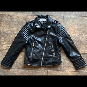 H&M Girls Faux Leather Biker Jacket Black Size 6x